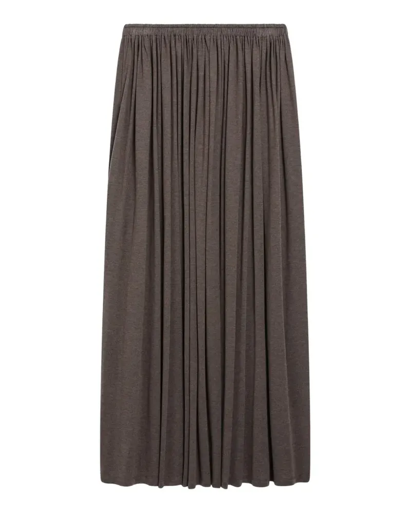 Max Mara long pleated skirt in lightweight jersey - mud - Braun Braun