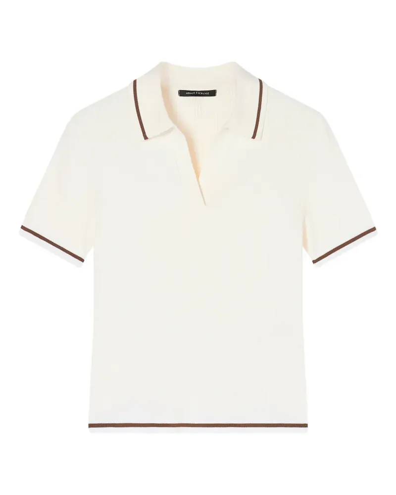 Armani Exchange ribbed-knit contrast-tipping top - Weiß Weiß