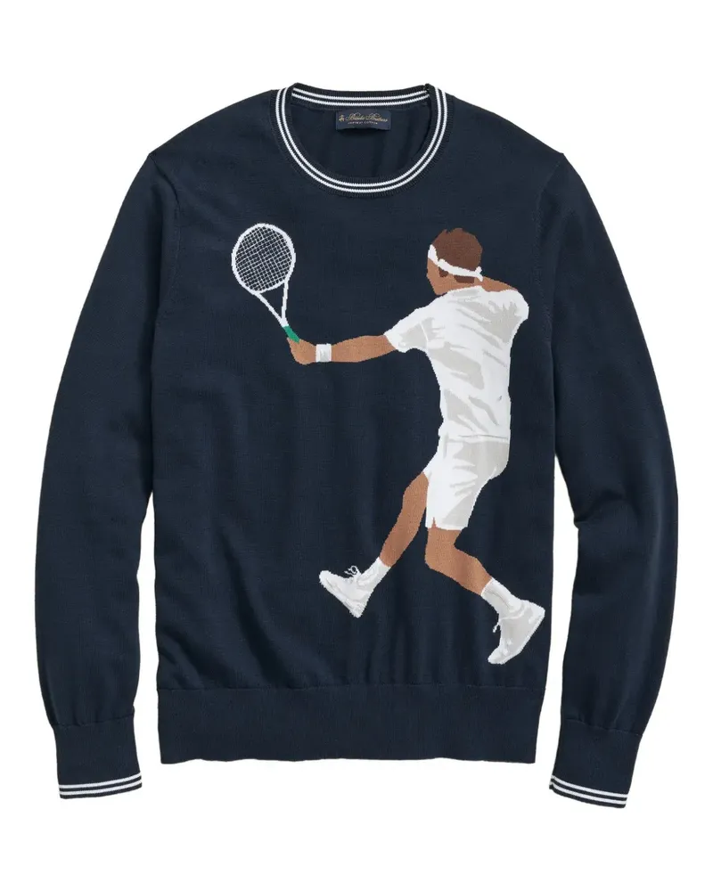 Brooks Brothers Tennis Player Pullover mit grafischem Print - Blau Blau
