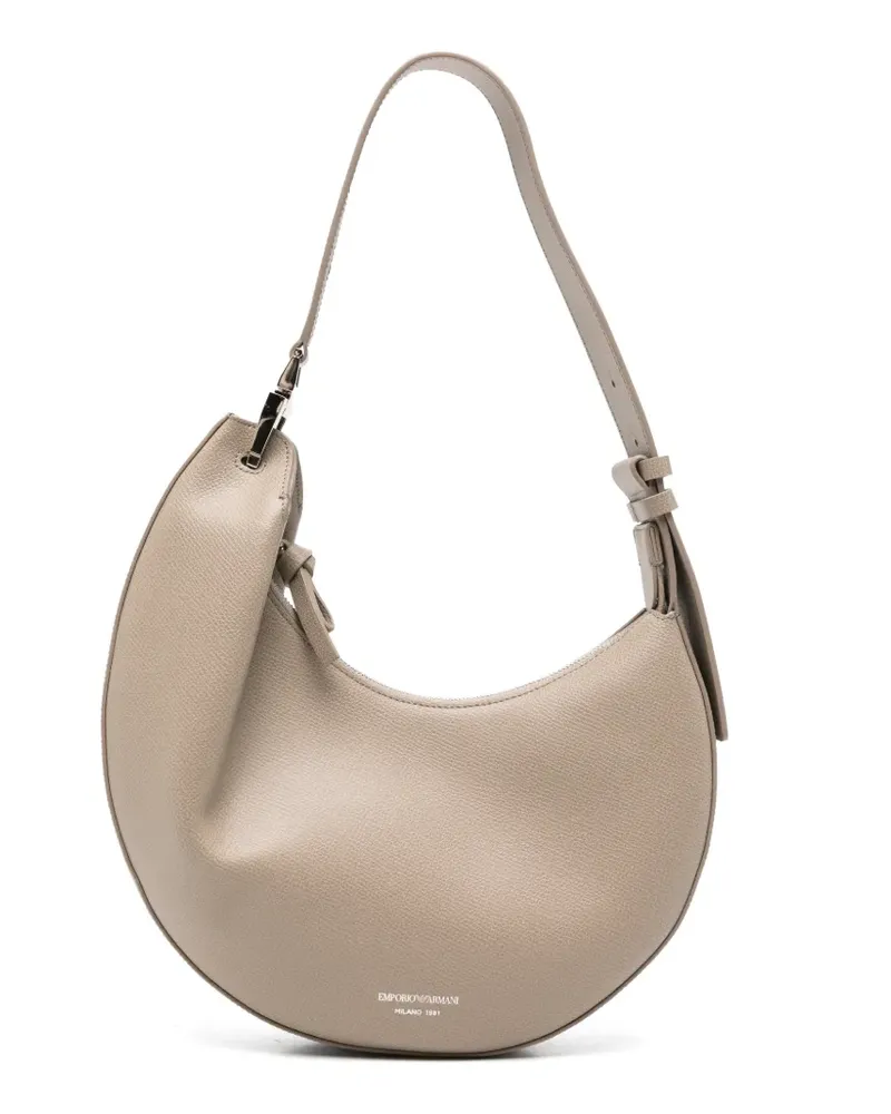 Emporio Armani Schultertasche aus gekörntem Leder - Nude Nude