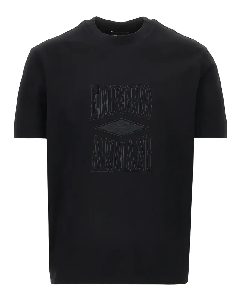 Emporio Armani T-Shirt mit Logo-Stickerei - Schwarz Schwarz