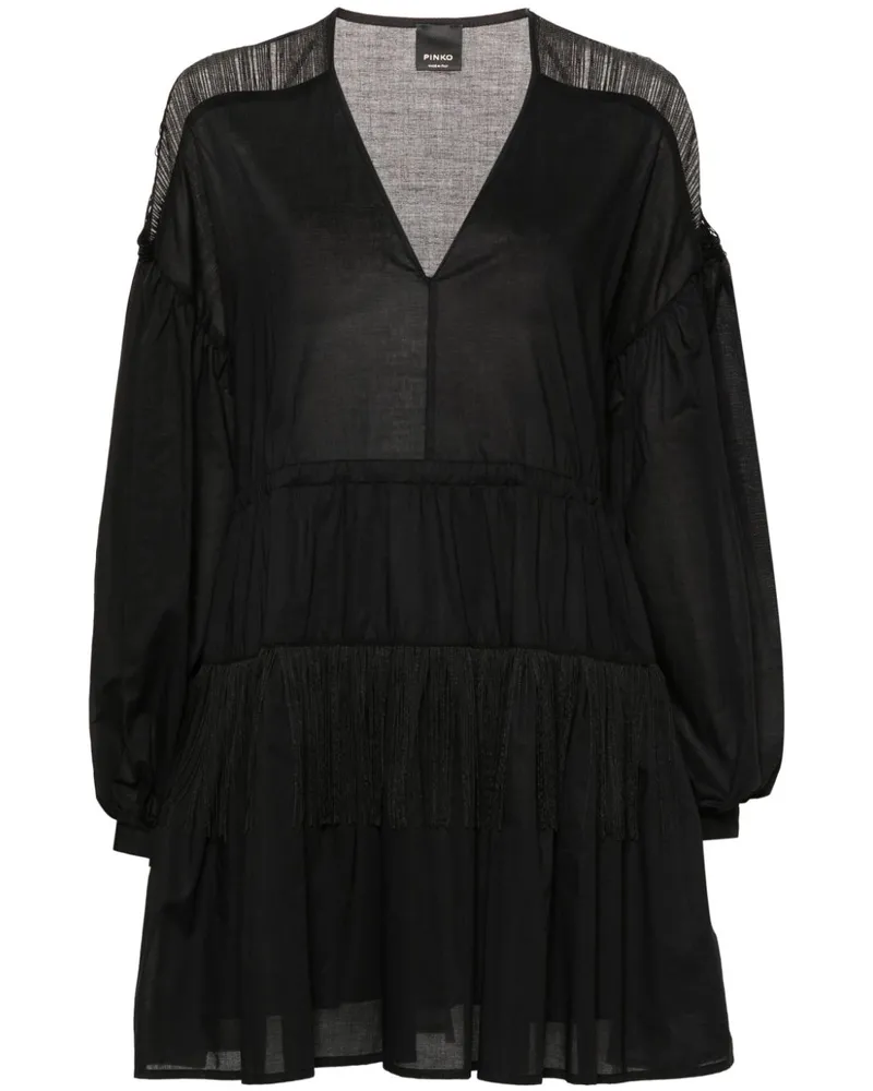 Pinko Ausgestelltes Minikleid mit Fransen - Schwarz Schwarz