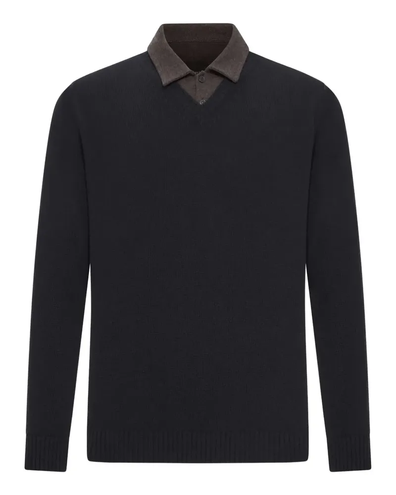 Roberto Collina contrast-collar cotton-piquet polo shirt - Schwarz Schwarz