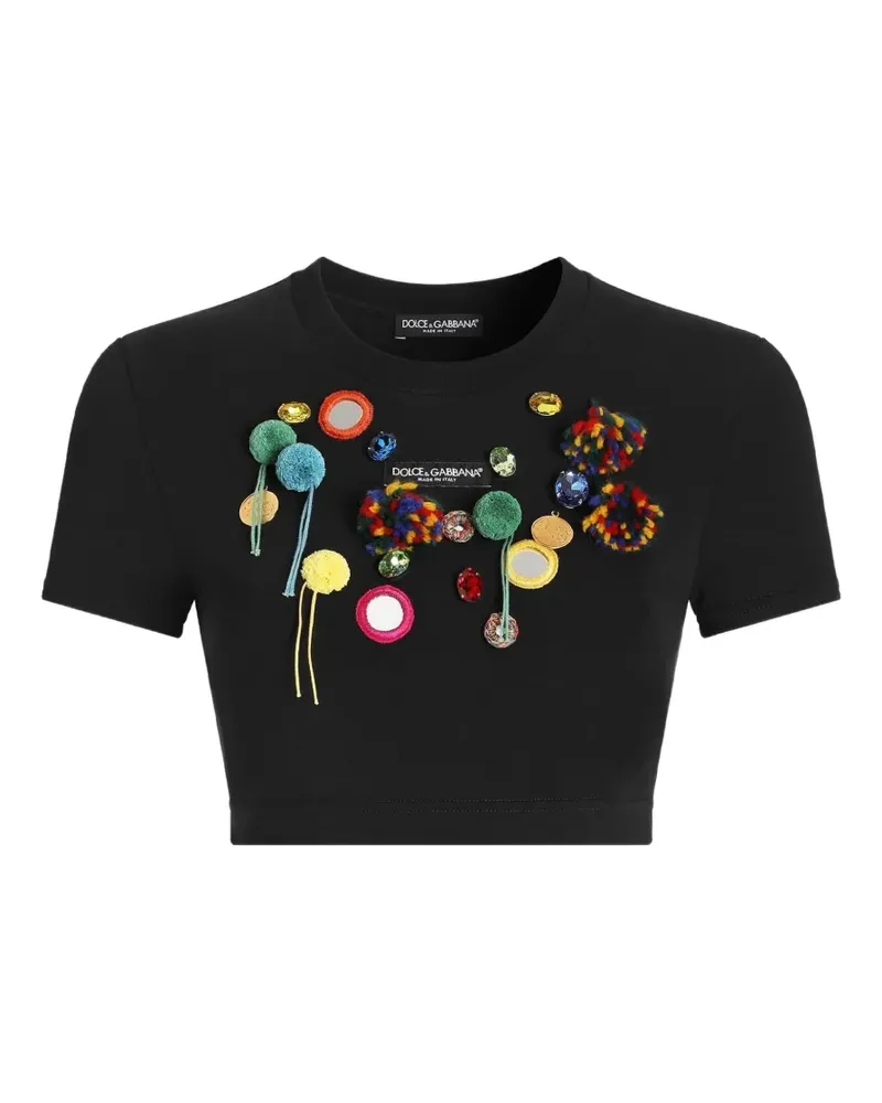 Dolce & Gabbana T-Shirt mit Applikationen - Schwarz Schwarz