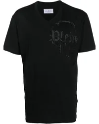 Philipp Plein T-Shirt mit V-Ausschnitt Schwarz