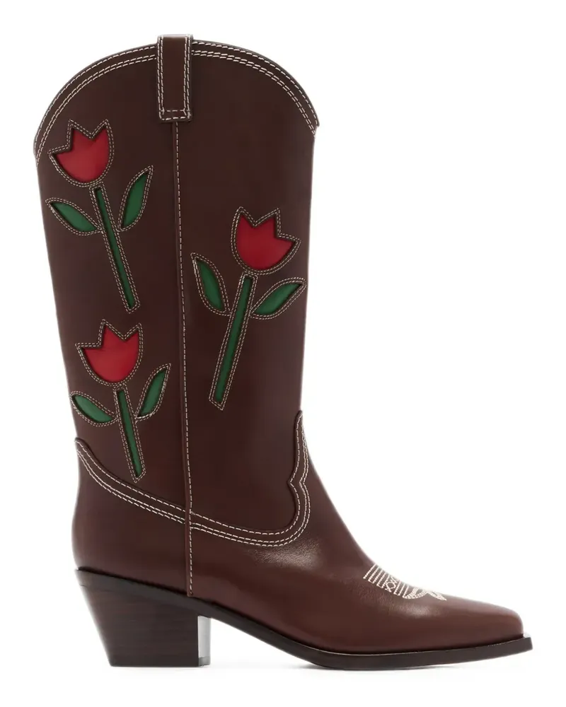 Loeffler Randall tulip-appliqué western boots - Braun Braun