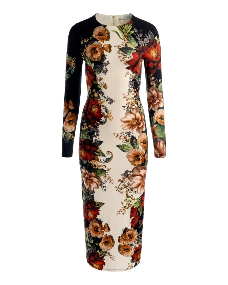 Alice + Olivia Delora Maxikleid mit Blumenprint - Schwarz Schwarz