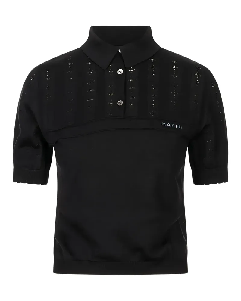 Marni pointelle-knit polo shirt - Schwarz Schwarz