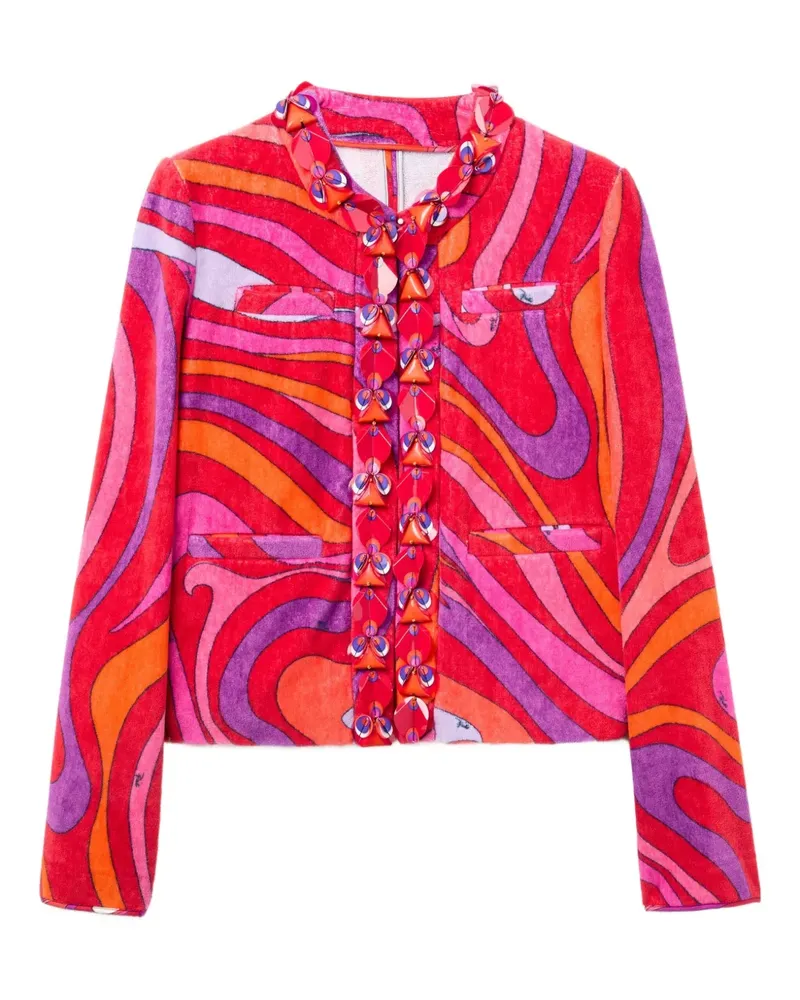 Emilio Pucci Gerüschte Jacke mit Wirbel-Print - Rot Rot