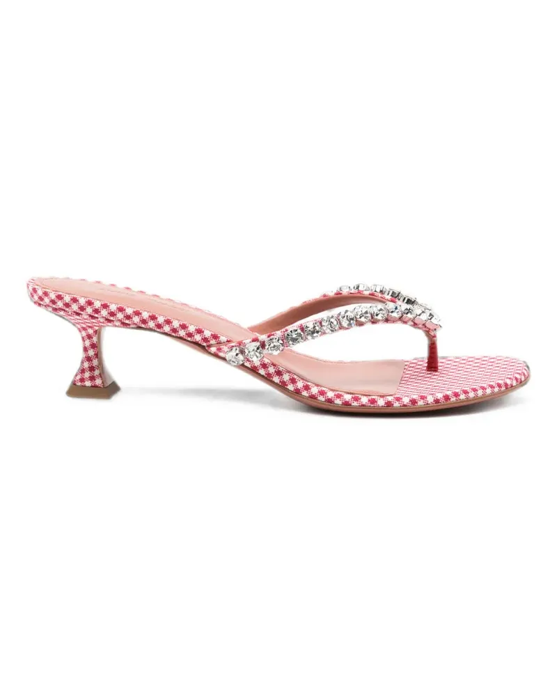 Amina Muaddi Gigi crystal-embellished gingham-pattern thong sandals - Rot Rot