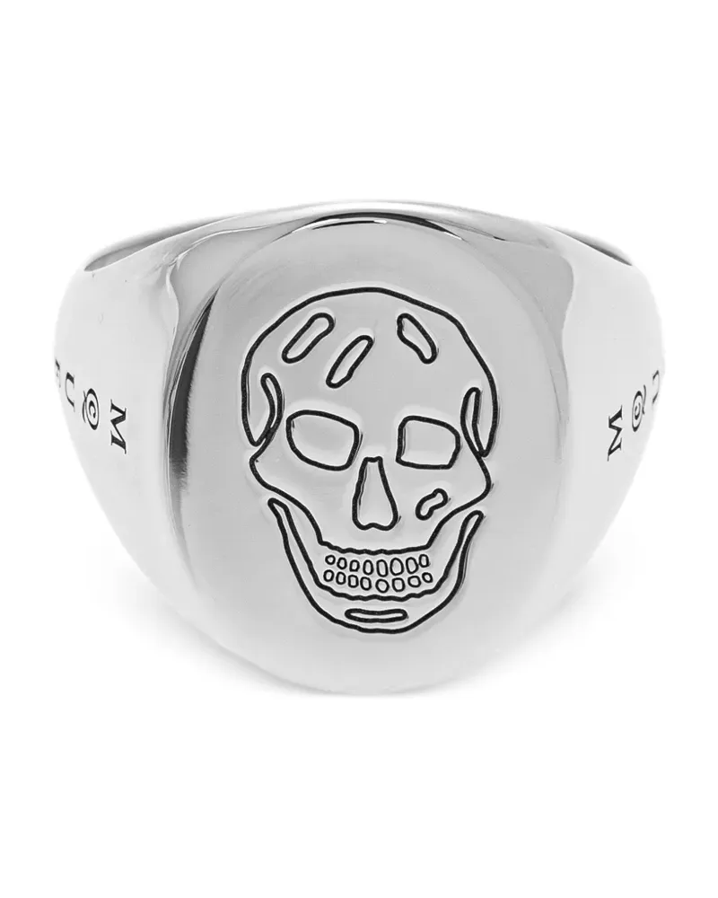 Alexander McQueen Siegelring mit Totenkopf-Prägung - Silber Silber