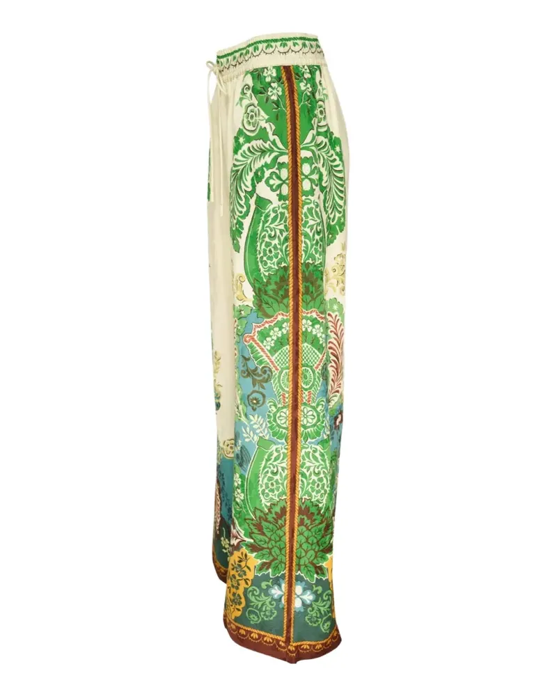 ALEMAIS Florence floral-print wide-leg trousers - Nude Nude
