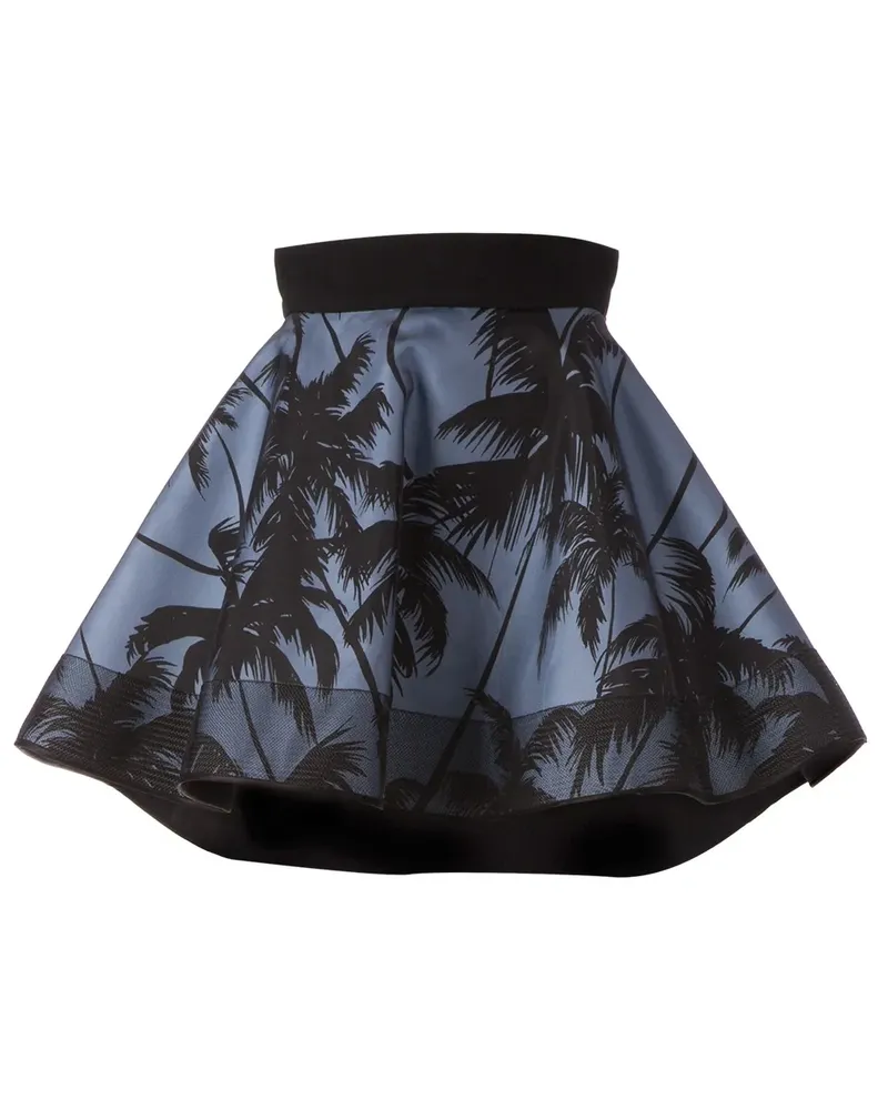 Fausto Puglisi Ausgestellter Rock mit Palmen-Print - Blau Blau