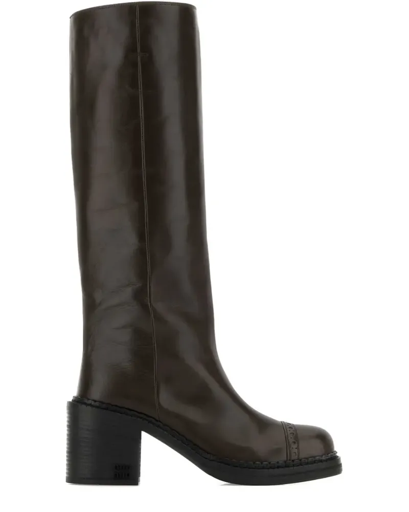 Miu Miu heeled leather boots - Braun Braun