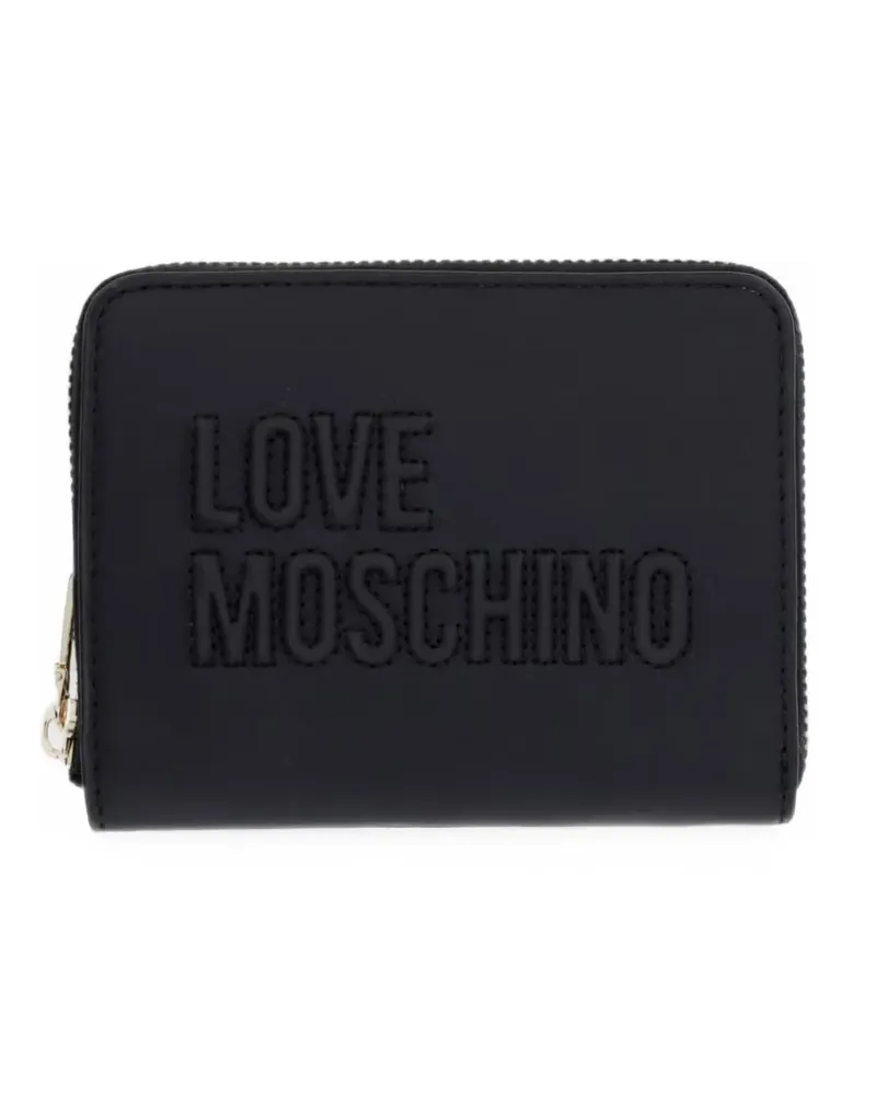 Moschino logo-embossed zip-around wallet - Schwarz Schwarz