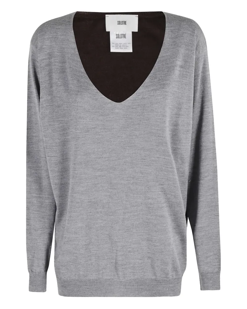 SOLOTRE Pullover in Colour-Block-Optik - Grau Grau