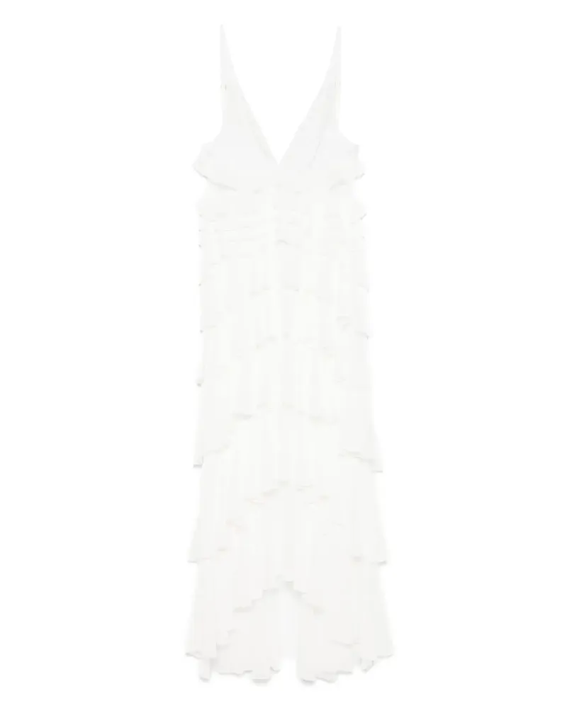 Elisabetta Franchi Gerüschtes Georgette-Maxikleid - Weiß Weiß
