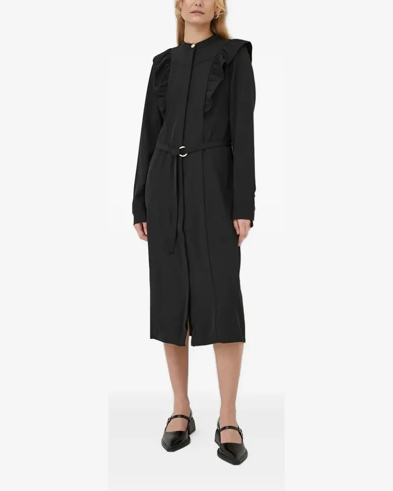 BRUUNS BAZAAR Gerüschtes Kleid mit Gürtel - Schwarz Schwarz