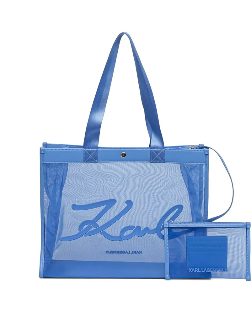 Karl Lagerfeld mesh logo-patch tote bag - Blau Blau