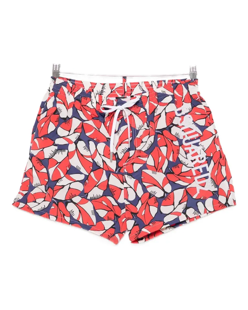 Dsquared2 leaf-print logo-print swim shorts - Rot Rot