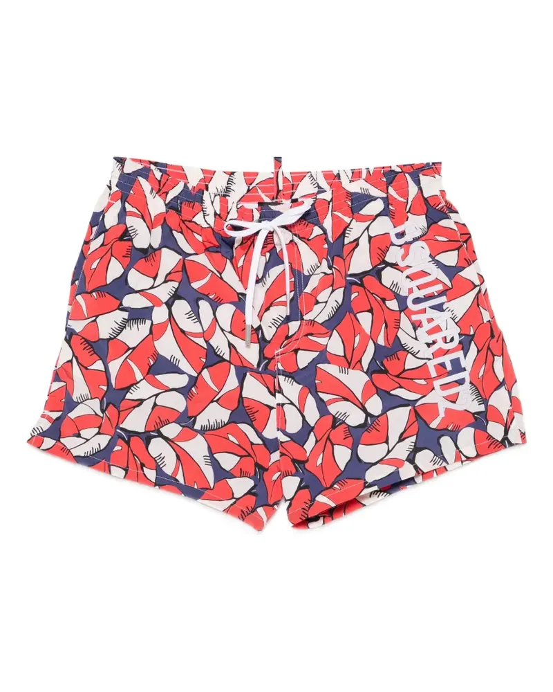 Dsquared2 leaf-print logo-print swim shorts - Rot Rot