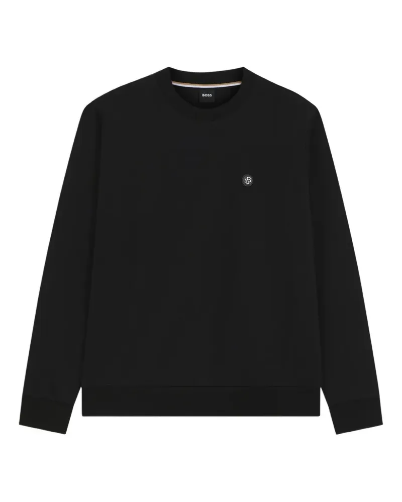 HUGO BOSS Sweatshirt mit Logo-Patch - Schwarz Schwarz