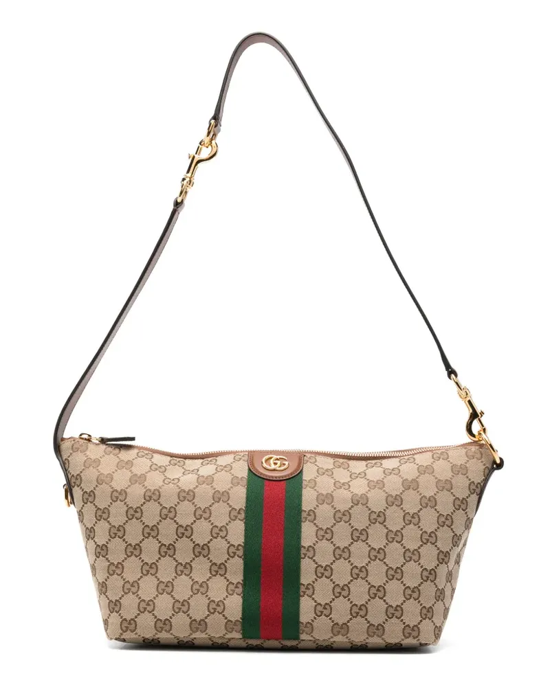 Gucci Mittelgroße Vanity Schultertasche mit Webstreifen - Nude Nude