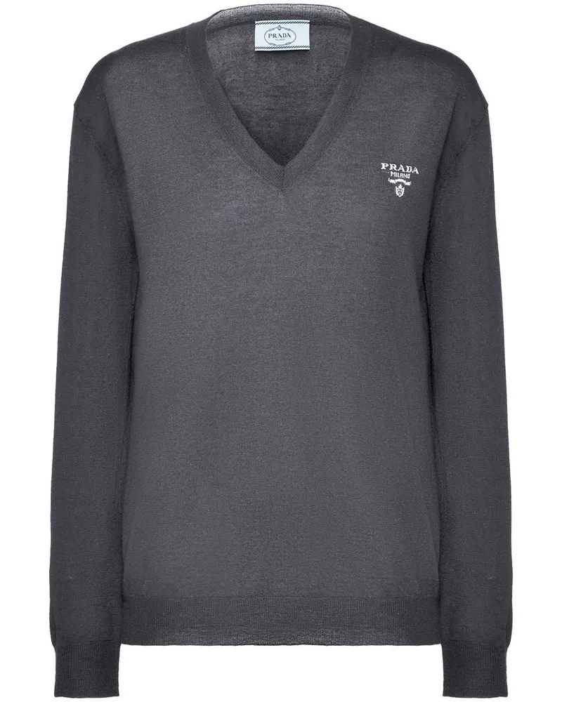Prada Kaschmirpullover mit V-Ausschnitt - Grau Grau