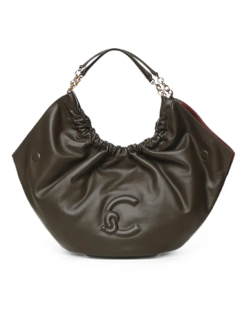Coccinelle medium smash logo-embossed ruched tote bag - Braun Braun