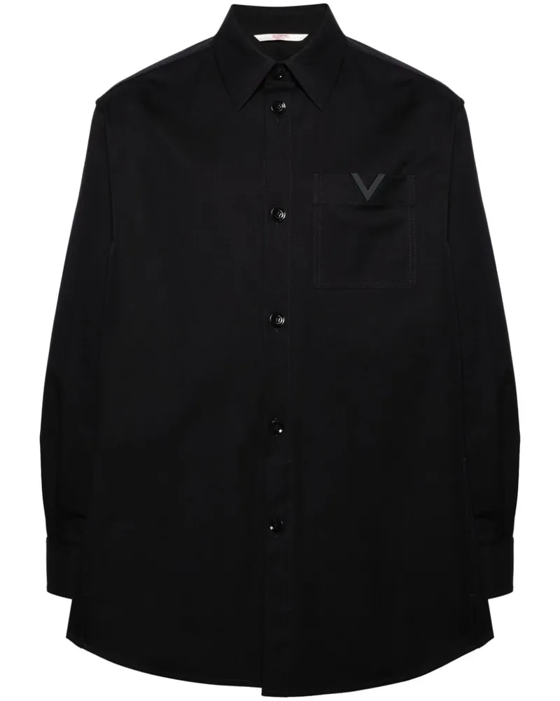 Valentino Garavani Canvas-Hemd mit VLogo - Blau Blau