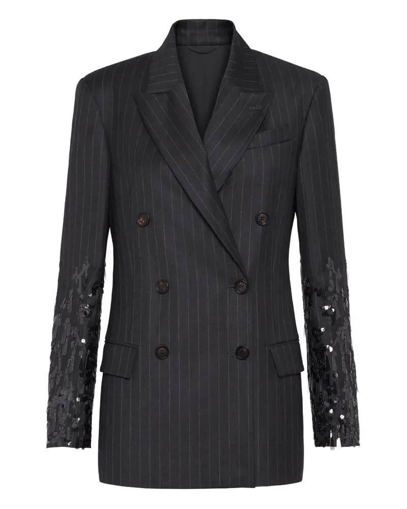 Brunello Cucinelli Nadelstreifen-Blazer mit Pailletten - Grau Grau