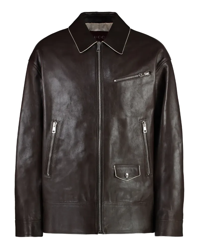 Gucci Bikerjacke aus Leder - Schwarz Schwarz