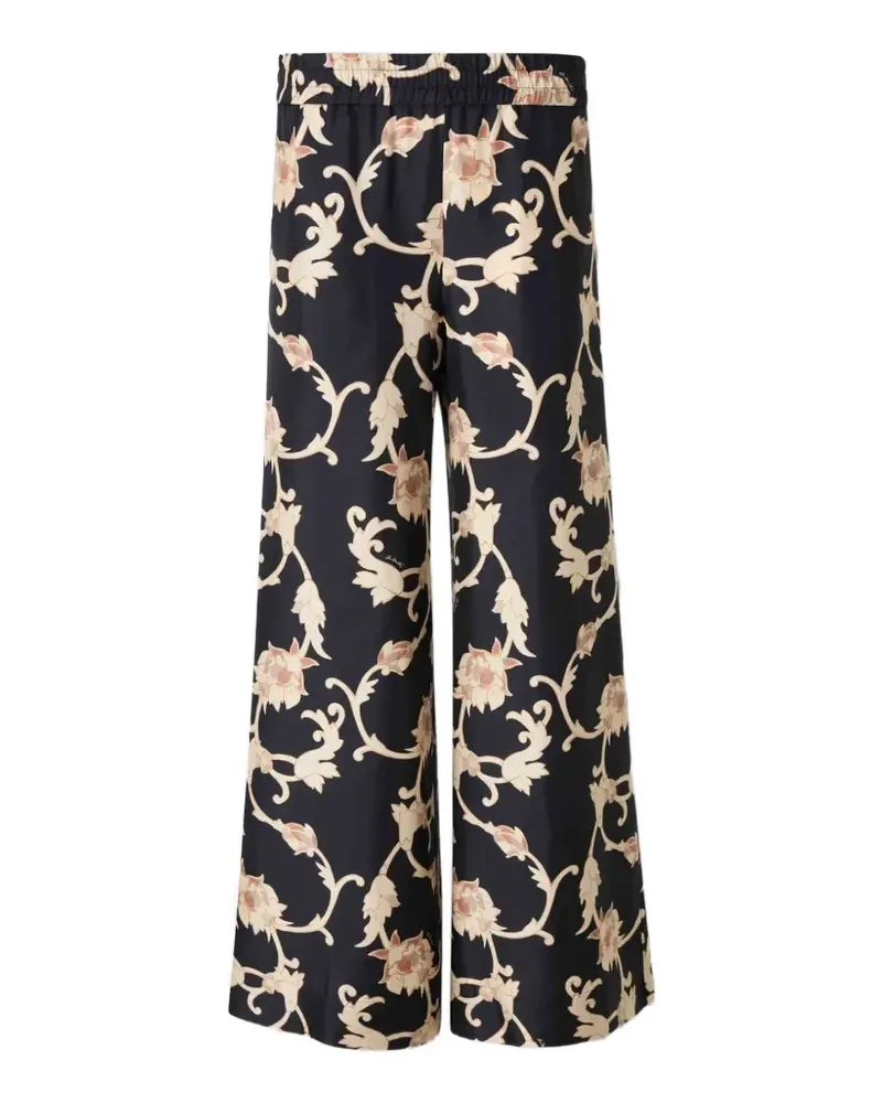 La DoubleJ floral-print silk-twill palazzo pants - Schwarz Schwarz