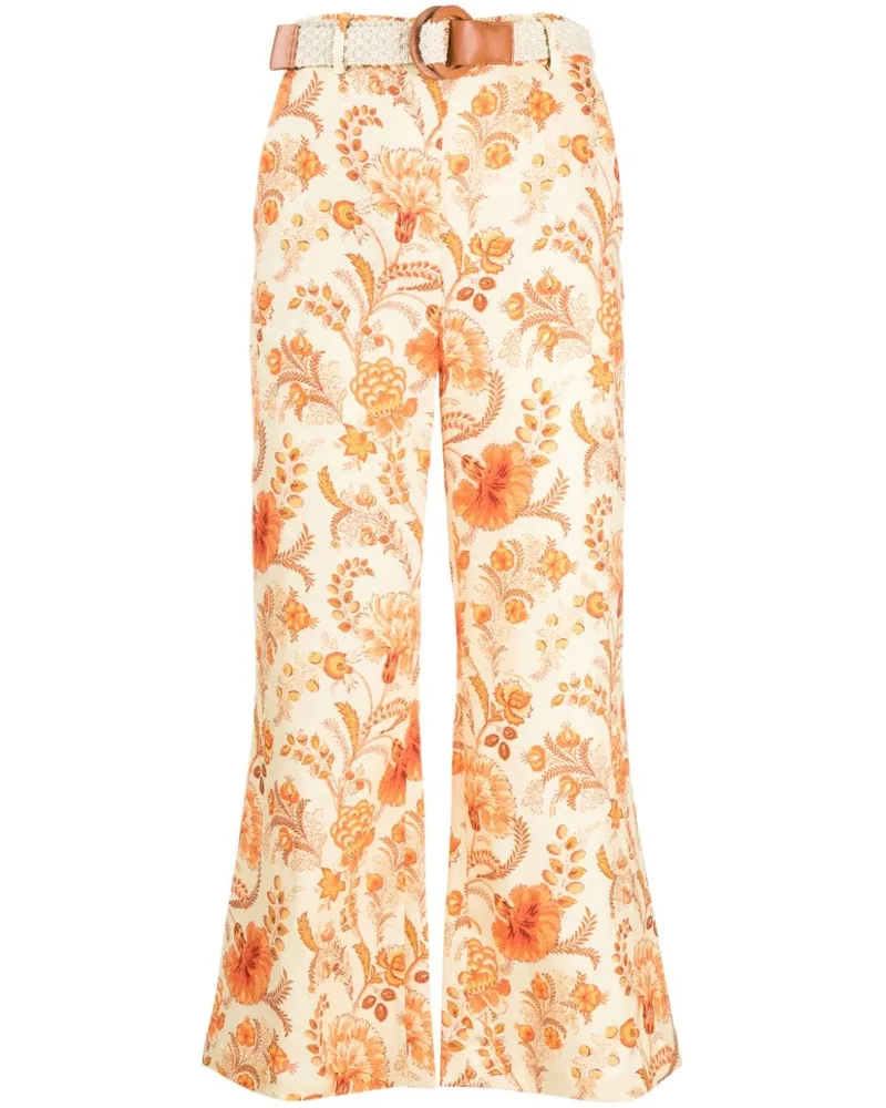 Zimmermann Junie Leinenhose mit Blumen-Print - Orange Orange