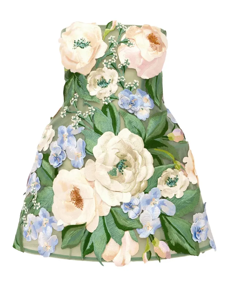 LEO LIN Roselle floral-embroidered dress - Grün Grün