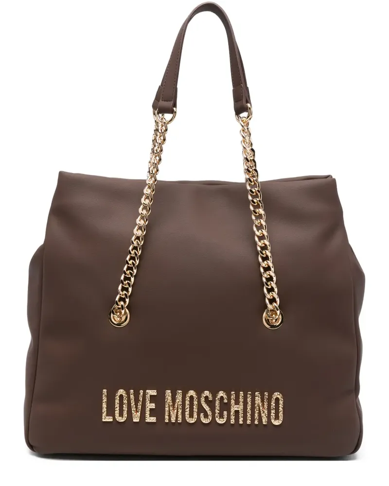 Moschino Tote Bag mit Zierkette - Braun Braun