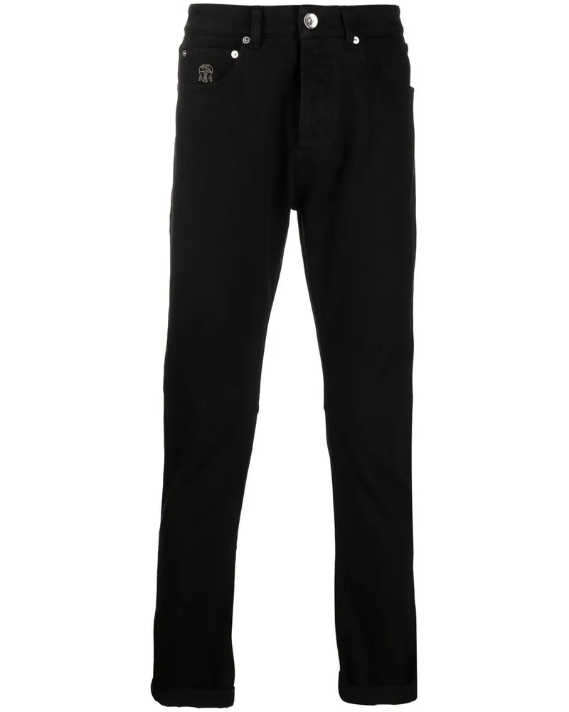 Brunello Cucinelli Dunkle Slim-Fit-Jeans - Schwarz Schwarz