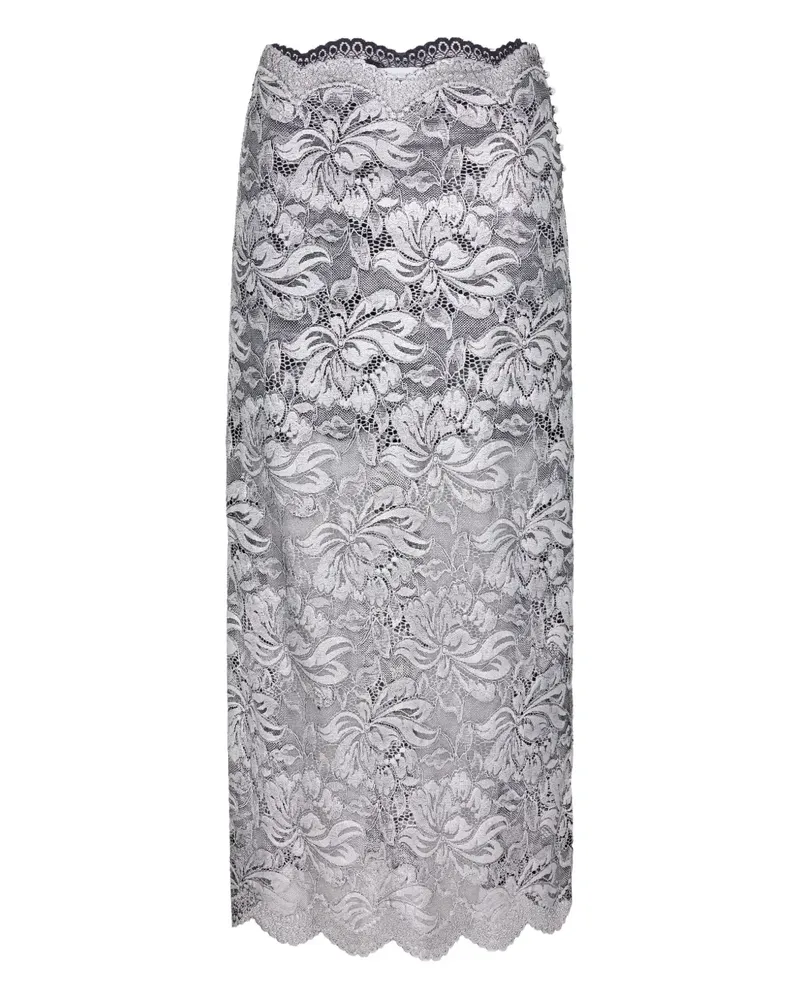 Paco Rabanne Midirock aus Spitze - Grau Grau