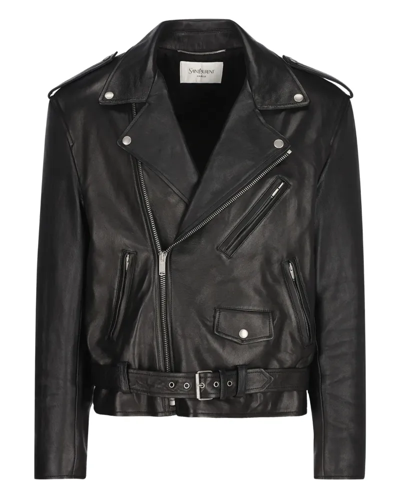 Saint Laurent Lederjacke mit Reverskragen - Schwarz Schwarz