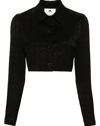 Marine Serre Cropped-Jacke aus Moon Diamant-Jacquard Schwarz