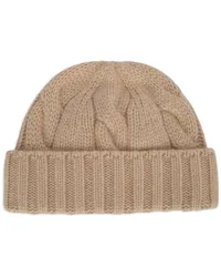 Loro Piana Schurwoll-Beanie mit Zopfmuster Nude