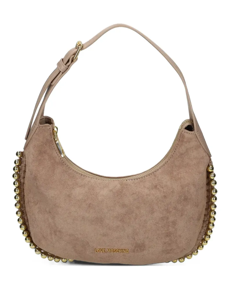 Moschino Love Schultertasche mit Nieten - Nude Nude
