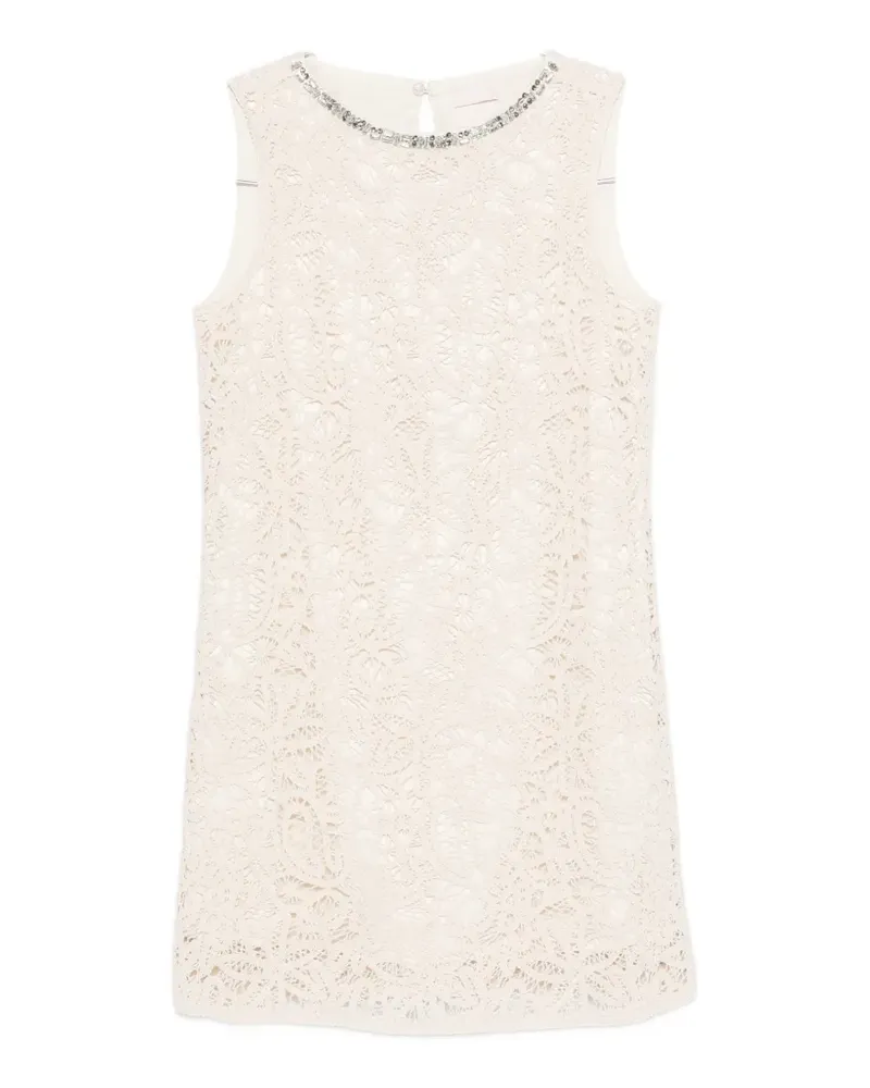 Liu Jo embellished lace mini dress - Nude Nude