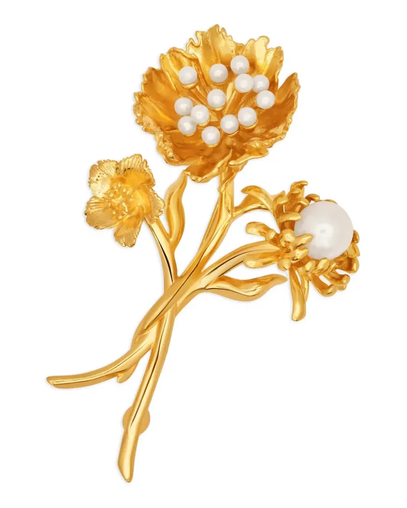 Oscar de la Renta Bouquet Brosche mit Perlen - Gold Gold