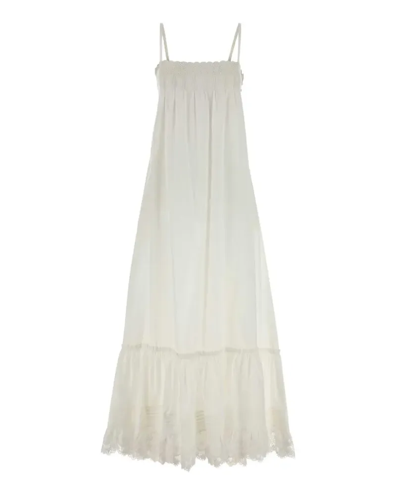 Saint Laurent Maxikleid mit Spitzenbesatz - Nude Nude