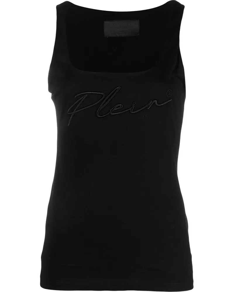 Philipp Plein Trägershirt mit Logo-Stickerei - Schwarz Schwarz