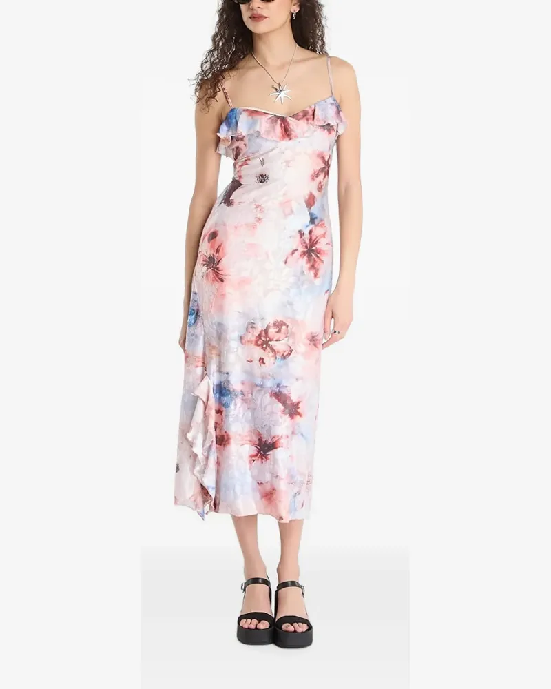 Desigual Maxikleid mit Blumenprint - Rosa Rosa