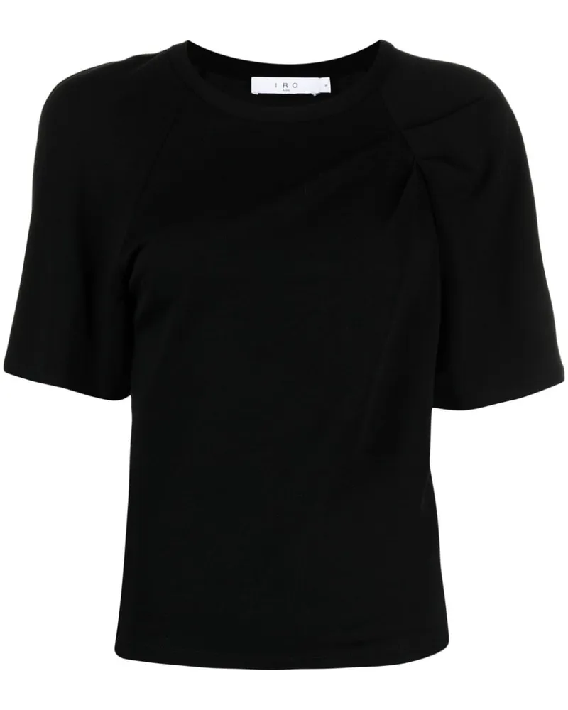 IRO Gerafftes T-Shirt mit weiten Ärmeln - Schwarz Schwarz