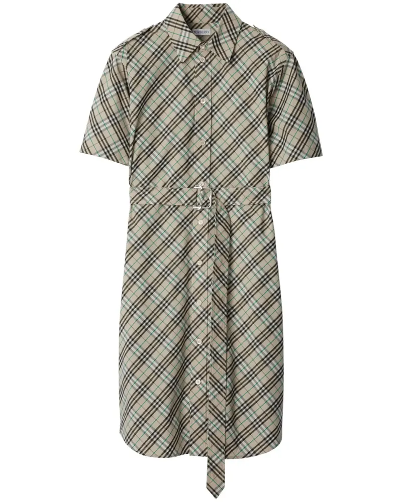 Burberry Kurzes Hemdkleid mit Karomuster - Nude Nude