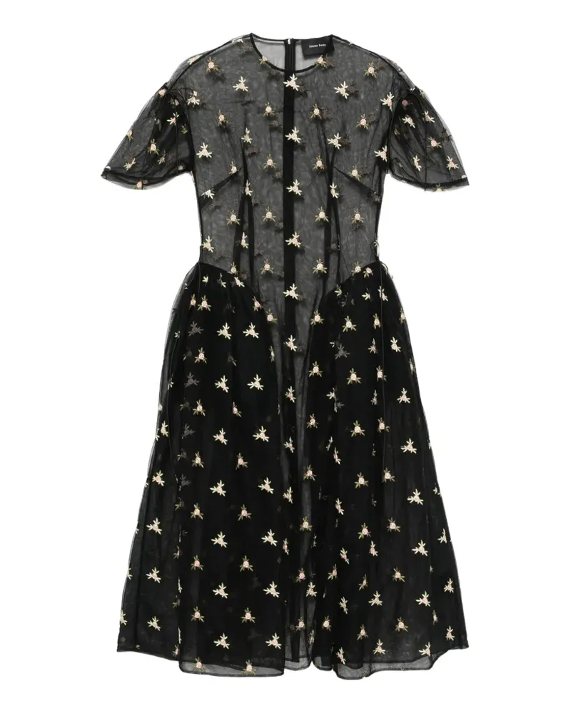 Simone Rocha Kleid mit Blumenstickerei - Schwarz Schwarz